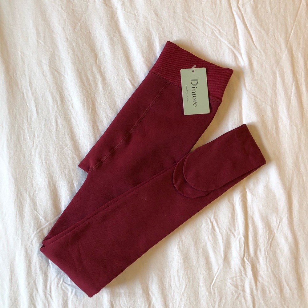 Dimore Fleece Lined Footed Burgundy Tights